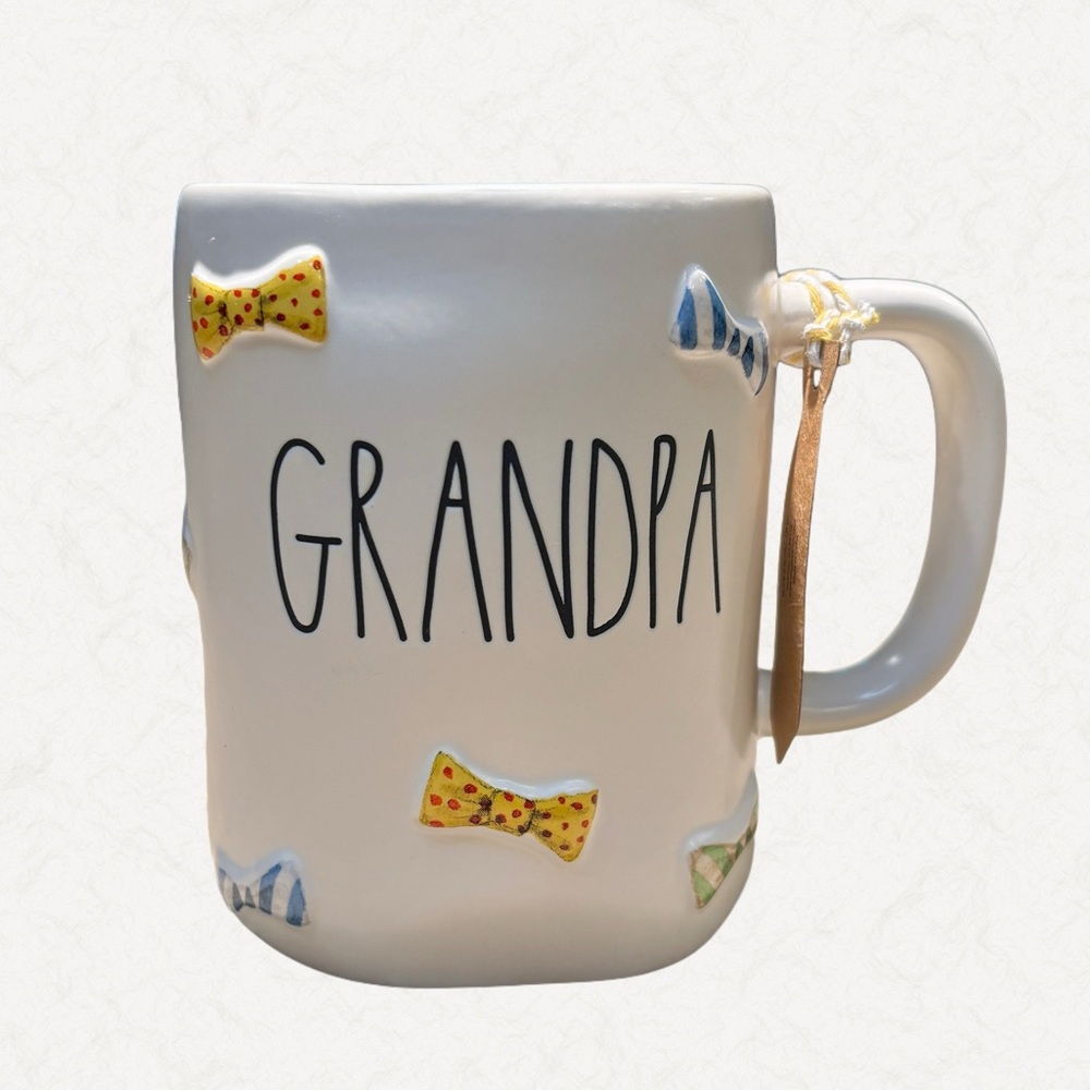 Rae Dunn “Grandpa” Mug w/ Colorful Bow Ties NWT Gift Ready